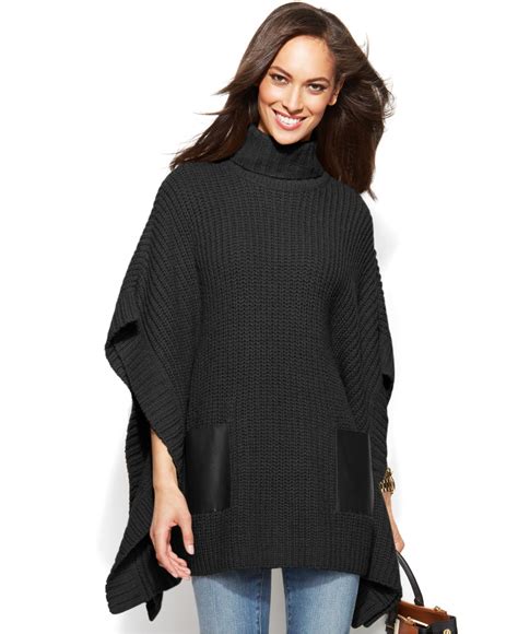 michael kors poncho top|michael kors turtleneck poncho.